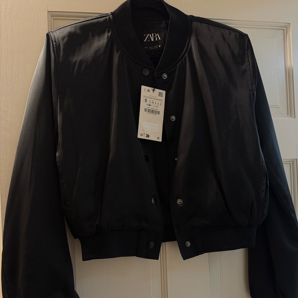 Zara Women's Classic Black Bomber Jacket
